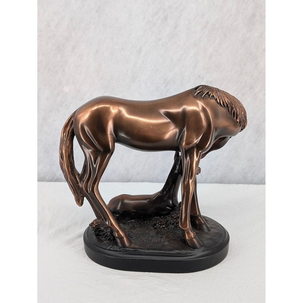 Bronze Finish Mare and Foal Horse Statue Equestrian Sculpture Western Home Decor - Picture 5 of 7